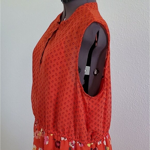NEW Mossimo Women’s Fit & Flare Dress XXL Orange Floral Pull-On Sleeveless - Picture 4 of 7